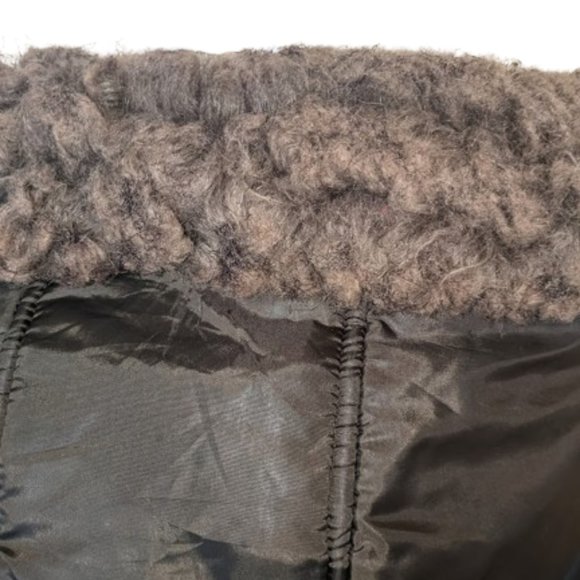 Long Hooded Dark Green Puffer Coat with Cinched Waist Size Large - Picture 11 of 11